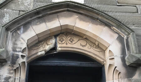 Cracked archway in Carnoustie, resined and awaiting Lithomex repair